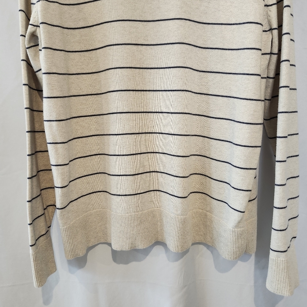 Goodfellow & Co. Men's Crewneck Sweater Size L Tan Navy Stripe Coastal Prep - Picture 5 of 8
